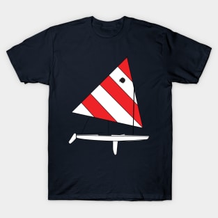 Sunfish Sailboat - Red White Sail T-Shirt